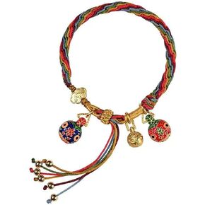 Tuna Bracelet of Reincarnation,Colorful Rope Gold Swallowing Beast Bracelet Remove Bad Luck Resolve and Reincarnation Tibetan Bracelet Adjustable Handmade Feng Shui Samsara Bracelet Religious Jewelry Gifts for Women Men