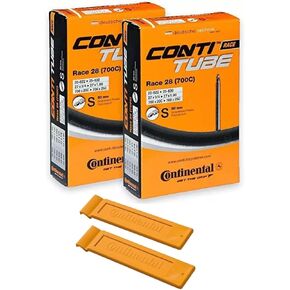 Continental Race 28" 700x20-25c Inner Tubes - 80mm Long Presta Valve (Pack of 2 Tubes w/ 2 Conti Tire Levers)