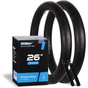 Fat Tire Bike Tube, 26 x 4.0 AV 35mm Schrader Valve/FV 33mm Presta Valve Inner Tube, High Air Tightness, Anti-Puncture, with 2 Tire Levers Included-2 Pack