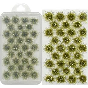Woohome 32 PCS Miniature Grass Cluster, Yellow Static Grass Tuft Model Vegetation Groups Static Grass Tufts for DIY Model Train Landscape Railroad Scenery Grass Tufts Flower