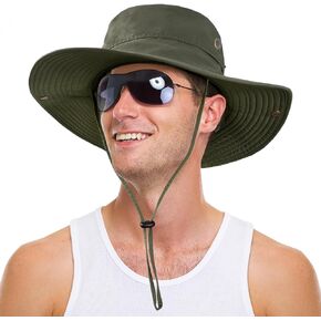 Sun Hat for Men Women UPF 50+ Fishing Hat Wide Brim Bucket Hat with UV Protection Summer Hat for Hiking, Beach, Safari