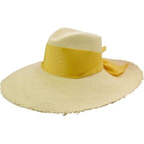 SENSI STUDIO Extra Long Brim Frayed Cordovan with Adjustable Ribbon