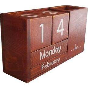 STRIVE ZEN Perpetual Wooden Desk Calendar - Timeless Elegance for Daily, Weekly, and Monthly Planning | Solid Pine Wood, Desk Decoration, and Thoughtful Gift with Bonus Happy Birthday Block Included