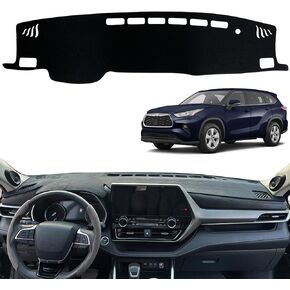 Dashboard Dash Board Cover Mat Pad Carpet Non-Slip Custom Compatible with Toyota Highlander 4th Generation 2021 2022 Protector Sunshield Highlander(Without HUD).