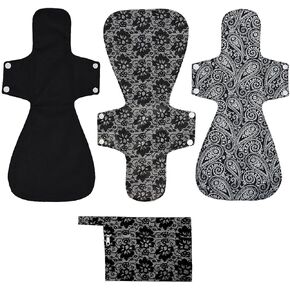 4 Pack 16 Inch Cloth Menstrual Pads,Reusable Sanitary Pads,Washable Overnight or Post Partum Absorbency Pads,Unscented
