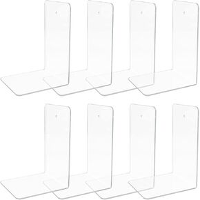8 PCS Acrylic Book Ends, Bookends for Shelves, Clear Book Holder, Decorative Bookshelf Organizer, Bookend for Heavy Books for Bedroom Tabletop Library Office School Supplies Stationery Gift in Kuwait