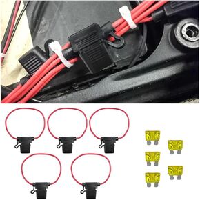 5PCS Inline Fuse Holder, 11.8'' 10 AWG Gauge Copper Wire with 12V 40Amp Fuse, Standard ATC/ATO Blade Fuse with Waterproof Cap, Vehicle Fuse Accessory for Car Truck ATV Boat