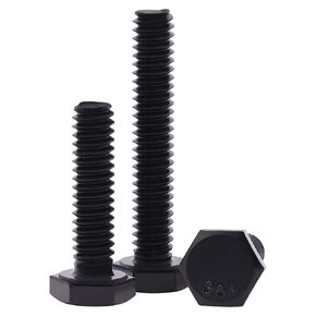 3/8-16 x 2-1/2" Hex Head Bolts Black, 304 Stainless Steel 18-8 Hexagon Head Screws Bolts, Black Oxide Finish, Allen Hex Drive, 10 PCS