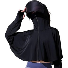 Woman Sun Protection Coat Hoodie UPE50+ Sunscreen Sun Blocking Shirt High Hoodie Zip Long Sleeve Shirt Hiking Light Coat