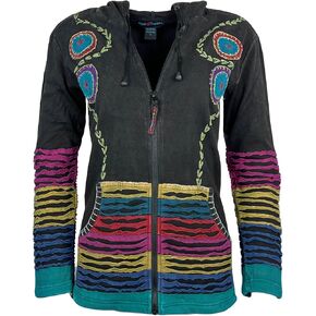 Agan Traders Bohemian Zip Up Jackets for Women - Tie Dye Patch Distressed Womens Lightweight Hoodie Sweatshirts