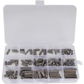 Steel Machine Keyway Assortment, 140PCS 12mm 16mm 20mm 25mm Professional Parallel Drive Shaft Key Round Ended Feather Key for Shaft Type Fastening Connection