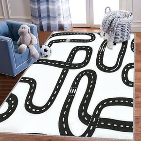 Kids Play Area Rugs Cartoon cute doodles hand drawn Cars seamless Colorful detailed with 3D Carpet Extra Large Rug Kids' Bedroom Playroom Nursery Décor for Boys Girls, Learning & Playing 5x8 ft
