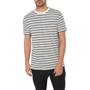 Hang Ten Mens Striped Knit T-Shirt - Comfortable Casual Shirts for Men - Vintage Inspired Short Sleeve Knit Tee