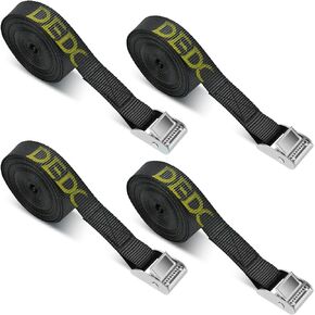 DEDC Ratchet Tie Down Straps 4PCS, Heavy Duty Nylon Black Cargo Ratcheting Securing Straps for Trailer Trucks Kayak Motorcycles