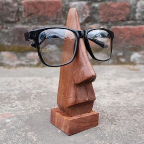 Eyeglass Holder Wooden Stand for Spectacle, Eyeglasses - Wood Glasses Stand Spectacle Holder Nose Shape for Office or Home, Perfect for Mother's/Father's Day Gift for Him/Her (Moustache)