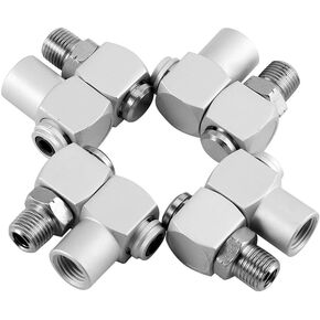 MAVIS LAVEN Air Tool Swivel Fitting, 4pcs/Set Aluminum 1/4" Universal 360 Swivel Air Hose Connector Adapter Tool
