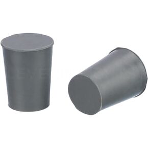 CleverDelights Rubber Stoppers — Size 2 — 25 Pack — 16mm x 20mm x 25mm Long — Gray Solid Plug #2