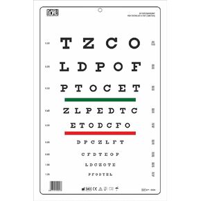 Cosmid Snellen Chart with Red Green Lines 10 Feet