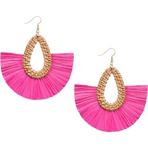 Statement Raffia Tassel Earrings Boho Summer Beach Earrings Lightweight Straw Wicker Dangle Drop Earrings Trendy Rattan Fringe Jewelry for Women Girls