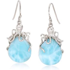 Ross-Simons Larimar Octopus Drop Earrings in Sterling Silver