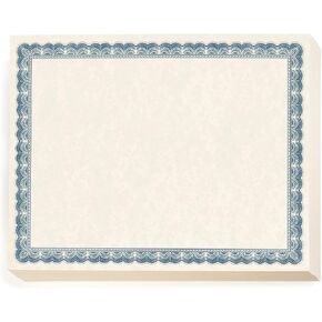 York Blue White Certificate Paper, Blue Border, 8.5 x 11, 100 Count