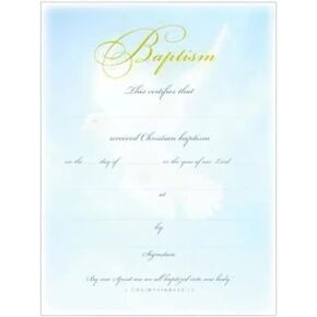 Warner Press Baptism Certificates - Dove & Blue Premium Stock - Gold Foil Embossed - Pack of 6 with envelopes