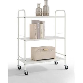 SunnyPoint Metal Rolling Organizer Utility Craft Cart (Large, WHT)
