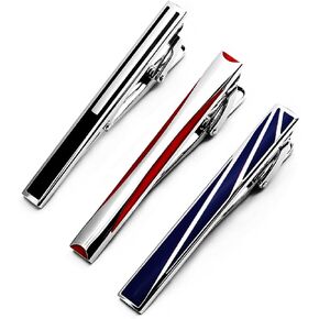 3PCS Wedding Tie Clips For Men Black Blue Red Enamel Tie clips,Cool Gifts For Men