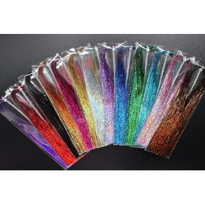 13 Packs 13 Colors 0.3mm Holographic Flashabou Glittering Tinsel Sparkle Crystal Flash Trout Tube Fly Tying Materials