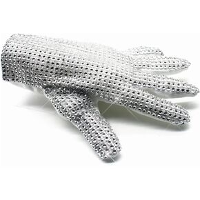 Rhinestone Glove Silver Sequin Dance Gloves Sparkling Sequin Gloves Classic Diamond Rhinestone Punk Glove