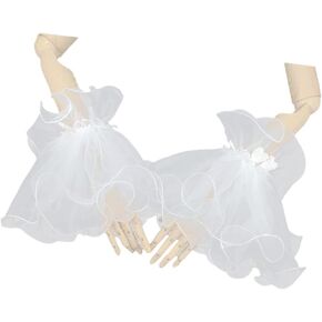 Abaodam Bride Cuffs Hands Fake Supplies Wild Bridal Wedding Sleeves Decoration Gloves Womens Cuff Satin Lace Fingerless Glives Bracelet Unique Beige Wrist Clothes Ladies Women Accessory