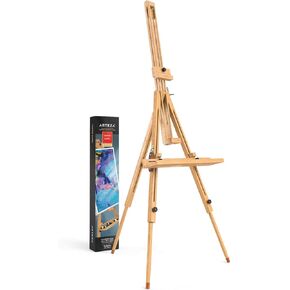 Arteza Easel Stand, 37.4 x 39.4 x 78.3 Inches, Tripod Beechwood Display Stand, Steel Fittings, Art Supplies for Painting and Displaying Artwork