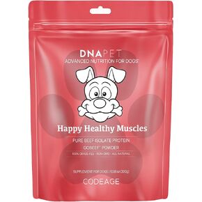 Happy Healthy Muscles Supplement for Dogs - Grass-Fed Beef Protein Powder - Rich in Collagen and Amino Acids - Pure Beef Isolate Protein - All Life Stages - Unflavored & Non-GMO - 10.58 Oz