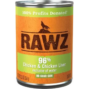 Rawz 96% Meat Canned Wet Food for Dogs 12 Pack/ 12.5 oz. Cans (Beef/Beef Liver)
