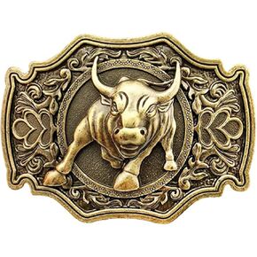Longhorn Bull Belt Buckle Western Golden Texas Cowboy Belt Buckles for Men