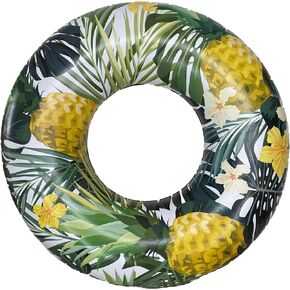 Inflatable Tropical Tube Float, Round Donut Style Pool Float for Summer Pool Parties