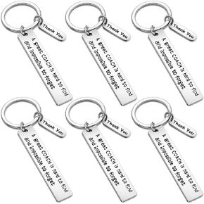 6 Pcs Coach Keychain Coach Gifts A Great Coach Is Hard to Find and Impossible to Forget Thank You Keychains for Men Women Sports Football Basketball Swimming Coach