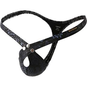 Men's Thong Sexy Jockstrap Underwear, Simulated Python Skin Low Rise Comfortable Briefs for Daily Life