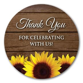36 2.5-inch Sunflower Thank You Favor Stickers