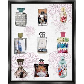 Stupell Industries Polished Perfume Stylish Luxury Fashion Flower Pattern Floating Framed Wall Art, Design By Amelia Noyes