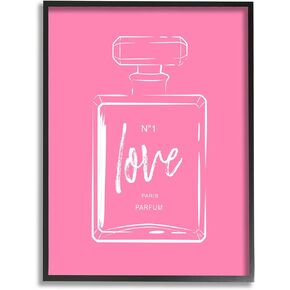 Stupell Industries Casual Glam Perfume Bold Pink Love Calligraphy Framed Wall Art, Design by Martina Pavlova