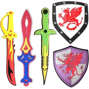 Foam Swords-Kids Weapons Gift-Pretend Playset for Boys-Party Favors, Medieval Combat Weapons, Dragon Knights Set, Costume Role Play Accessories for Kids
