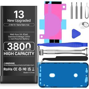WAVYPO Battery for iPhone 13, Upgraded 3800mAh High Capacity New 0 Cycle Battery Replacement for iPhone 13 Model A2482 A2631 A2633 A2634 A2635 with Full Replacement Tool Kit