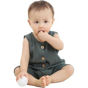 Gender Neutral Baby Boys Girls Summer Clothes Cotton Romper Jumpsuit Sleeveless Clothing 0-24 Months