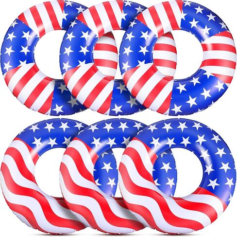 USA Flag Pool Float 36'' America Flag Inflatable Ring Pool Float Patriotic Round Swim Pool Tube for Beach Lake Ocean Pool Water Sports Summer Swimming Fun for Adults Teens in Kuwait