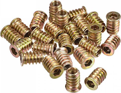 uxcell M10x25mm Threaded Inserts for Wood Hex Socket Drive Furniture Screw-in Nut 24pcs in Saudi Arabia