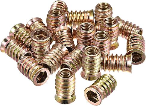 uxcell M10x25mm Threaded Inserts for Wood Hex Socket Drive Furniture Screw-in Nut 24pcs in Saudi Arabia