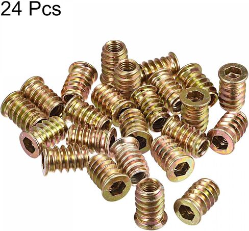 uxcell M10x25mm Threaded Inserts for Wood Hex Socket Drive Furniture Screw-in Nut 24pcs in Saudi Arabia