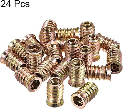 uxcell M10x25mm Threaded Inserts for Wood Hex Socket Drive Furniture Screw-in Nut 24pcs in Saudi Arabia