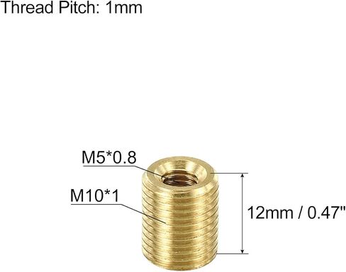 PATIKIL M10 to M5 Fine Thread Adapter Reducer Thread Reducing Nuts Insert, 5 Pack 12mm Threaded Hollow Tube Adapter Brass Coupler Connector Pipe Fitting in Saudi Arabia